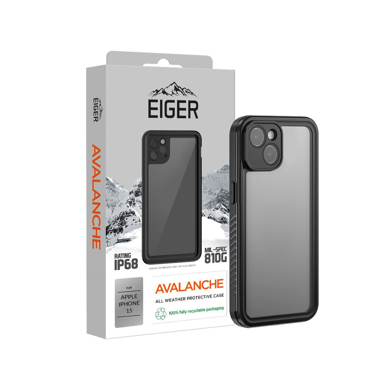 Eiger - iPhone 15 Avalanche Case Waterproof Outdoor Protection Cover IP68 (EGCA00466) - Black