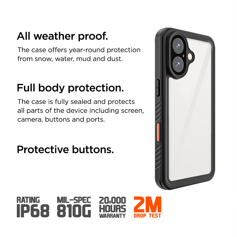 Eiger - iPhone 16 Avalanche Case Waterproof Outdoor Protection Cover IP68 (EGCA00648) - Black