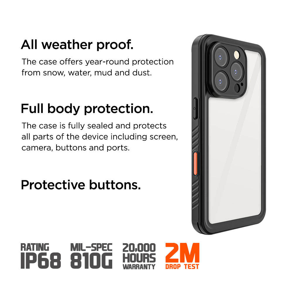 Eiger - iPhone 16 Pro Avalanche Case Waterproof Outdoor Protection Cover IP68 (EGCA00649) - Black