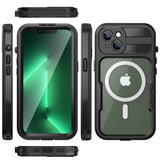 Shellbox iPhone 14 Waterproof MagSafe Outdoor Case (IP68) - Black / Transparent