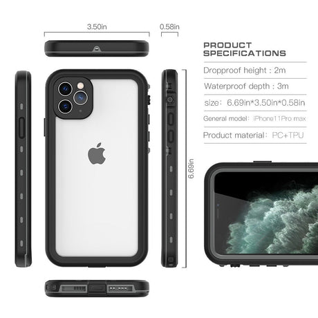 Redpepper - iPhone 11 Pro Max Waterproof Outdoor Protective Case (IP68) - Black