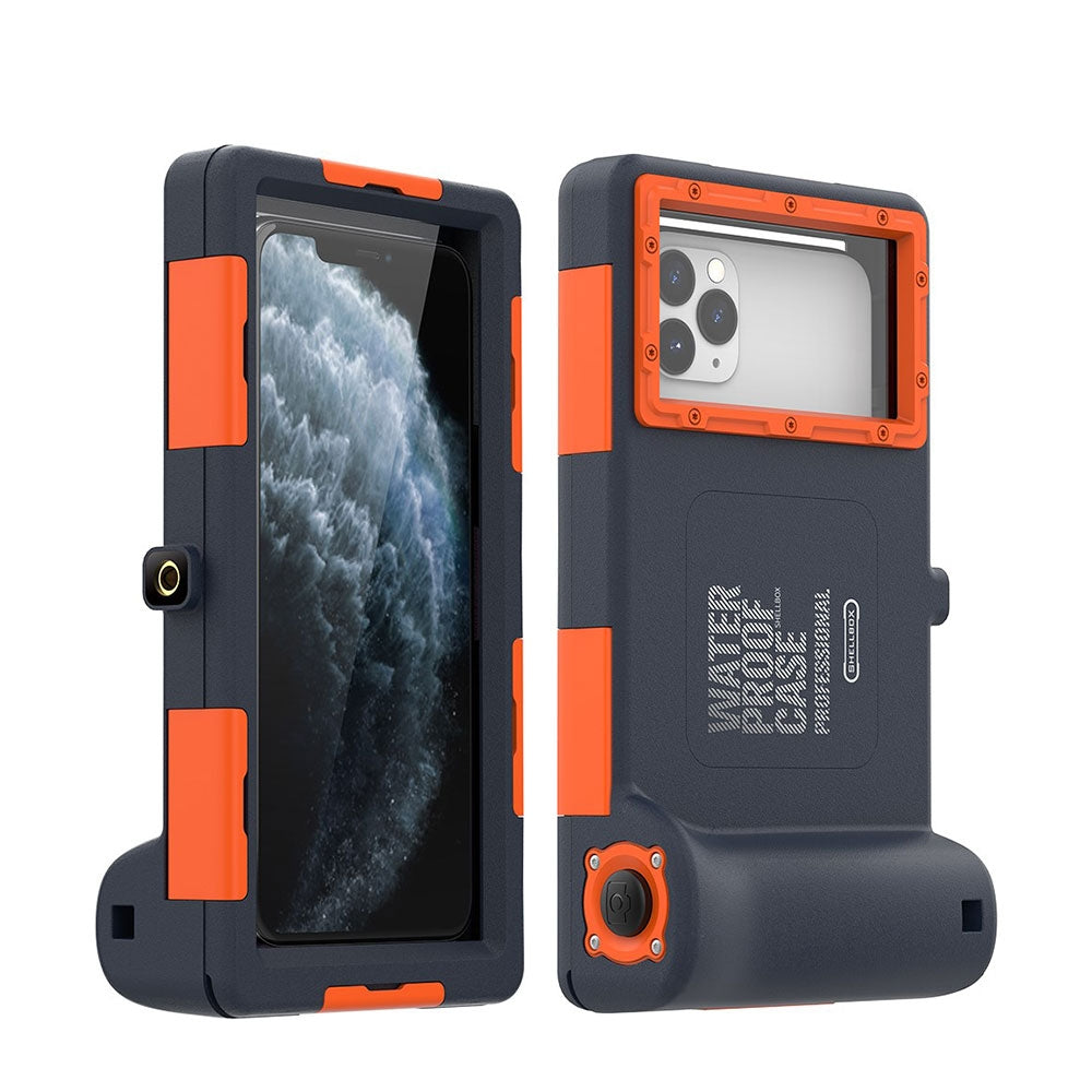 Shellbox (Up to 15m) Underwater Diving Waterproof Case for iPhone / Samsung - Blue / Orange