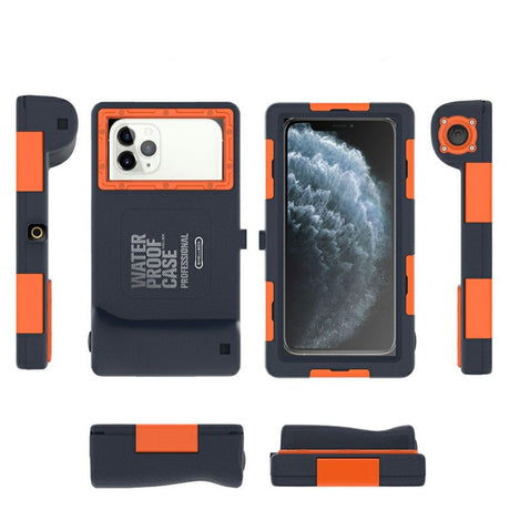 Shellbox (Up to 15m) Underwater Diving Waterproof Case for iPhone / Samsung - Blue / Orange